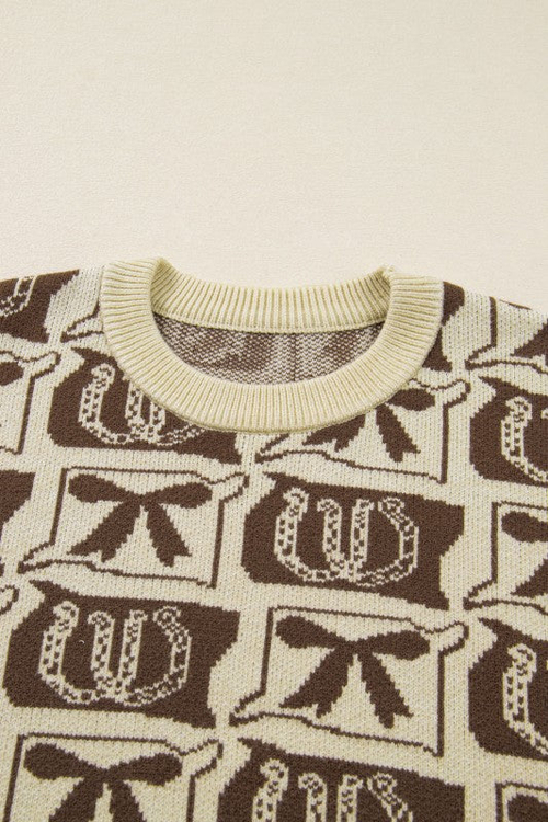 Plus Size Western Bows & Horseshoes Long Sleeve Sw - Image 7