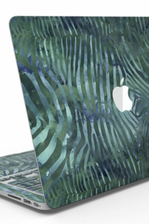 Deep Green and Blue Watercolor Zebra Pattern – MacBook Air Skin Kit
