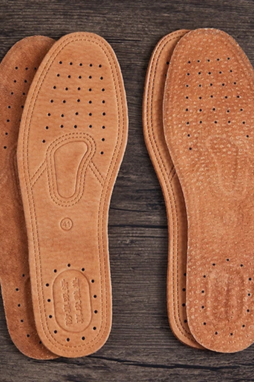 1 Pair Cowhide Insoles For Shoes Men Comfortable Deodorant Casual