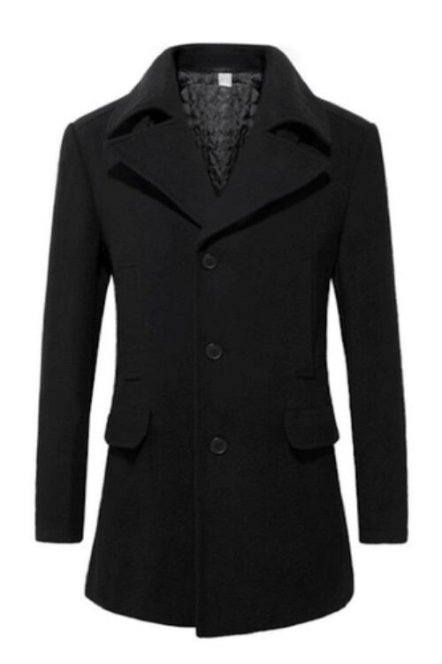 Mens Mid Length Wool Blend Coat