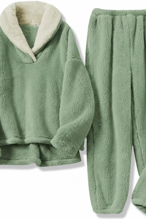 Two-Piece Relaxed Fit Co-Ord Set for Women-Green (Size-XS) | D15