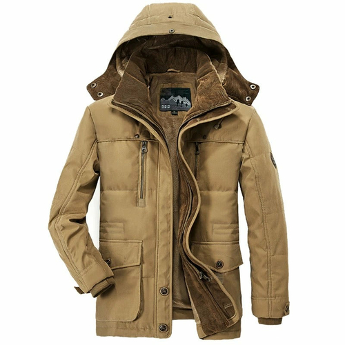 Mens Hooded Winter Parka Coat with Inner Fleece - Image 3