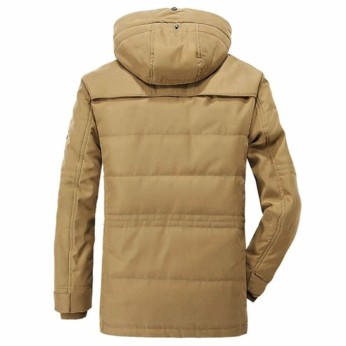 Mens Hooded Winter Parka Coat with Inner Fleece - Image 4