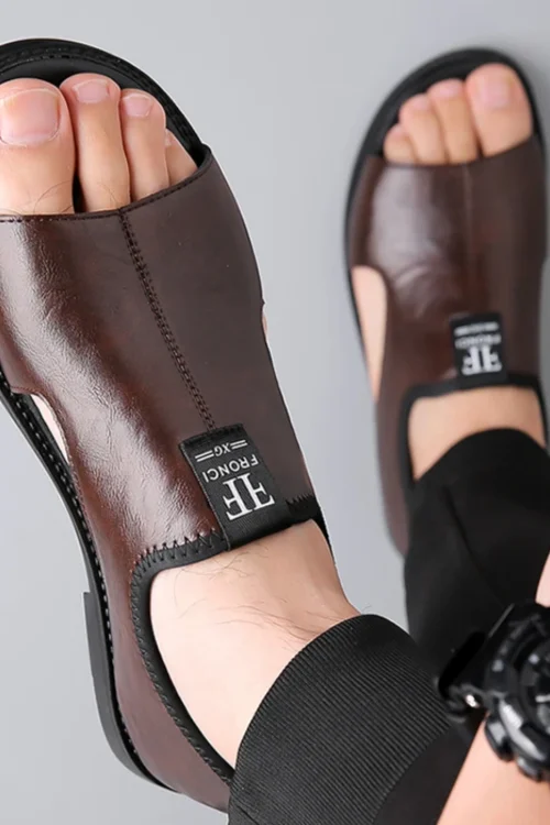 2025 Roman Sandals Summer new Men’s Shoes Casual anti-skid driving leather shoes Breathable trendy soft soled Male sandals Homme