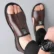 2025 Roman Sandals Summer new Men's Shoes Casual anti-skid driving leather shoes Breathable trendy soft soled Male sandals Homme