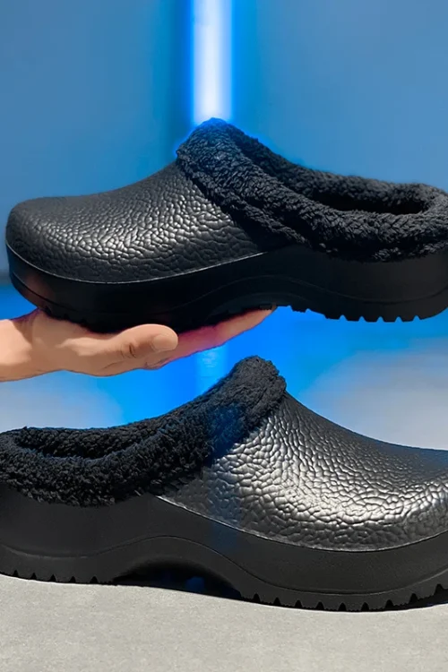 Fashion Winter Men’s Warm Slippers Cotton Slippers Waterproof Indoor Outdoor Warm Shoes Men Bedroom Home Plush Warm Slippers