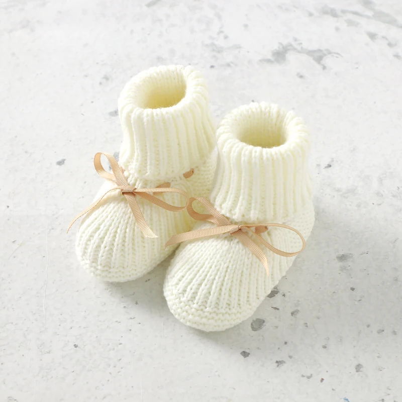 Newborn Baby Shoes Knitted Infant Girls Boys Boots Cute Butterfly-knot Toddler Walk Bed Shoes Warm 0-18M Accessories Hats Gloves - Image 6