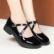 2024 Spring Versatile Breathable Women Mary Jane Shoes Low Heel Buckle Strap Round Toe Party Dance Soft Leather Single Shoes