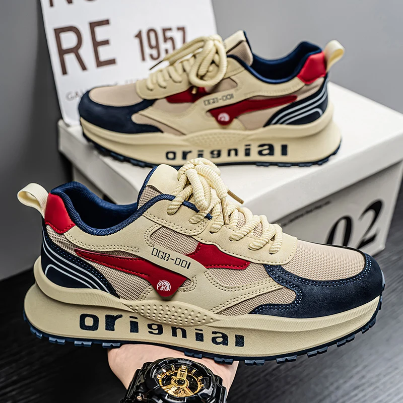 2025 spring men's new outdoor mesh sports shoes breathable comfortable soft sole casual shoes