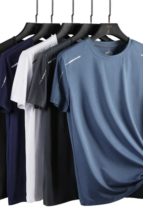 CHRLCK Men’s Running Quick Drying T-shirts Breathable Hiking Fishing Tees Soft Elasticity Outdoor Sports Short Shirt Summer