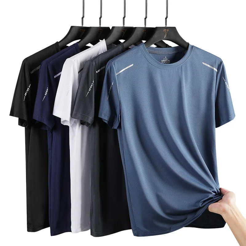 CHRLCK Men’s Running Quick Drying T-shirts Breathable Hiking Fishing Tees Soft Elasticity Outdoor Sports Short Shirt Summer