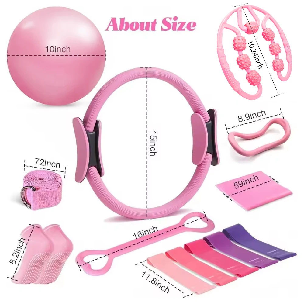 Pilates Yoga Set 13 Piece Home Pilates Kit for Women Pilates Equipment Toning Fitness Essentials Starter Set Accessories - Image 2