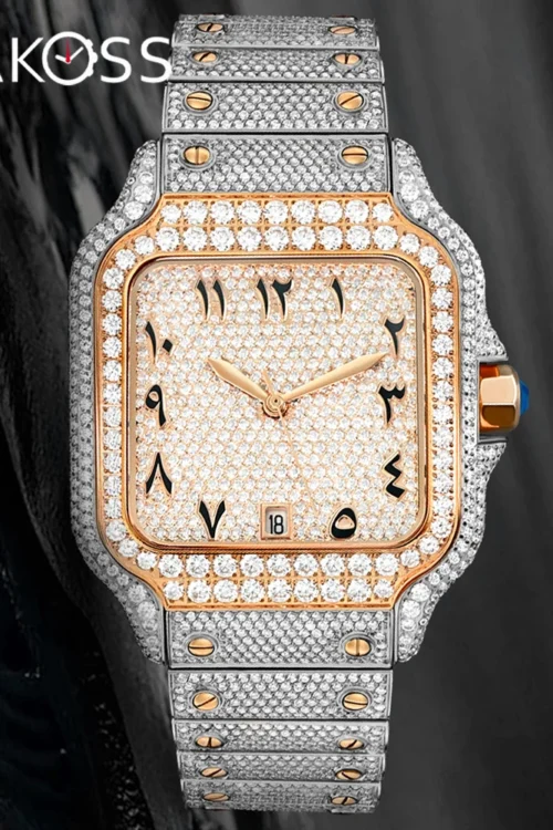 SEAKOSS Top Luxury Hip Hop Iced Out Watch Automatic Mechanical Diamond Wristwatch Sapphire Glass VVS Moissanite Watches for men