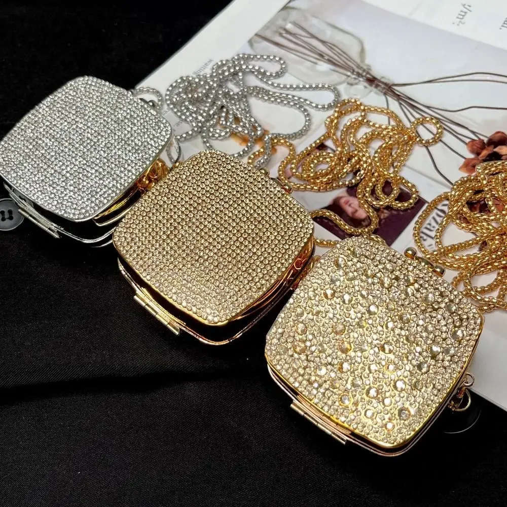 Detachable Long Chain Rhinestone Inlay Clutch Bag Lightweight Waterproof Crystal Glitter Purse Small Capacity Glitter
