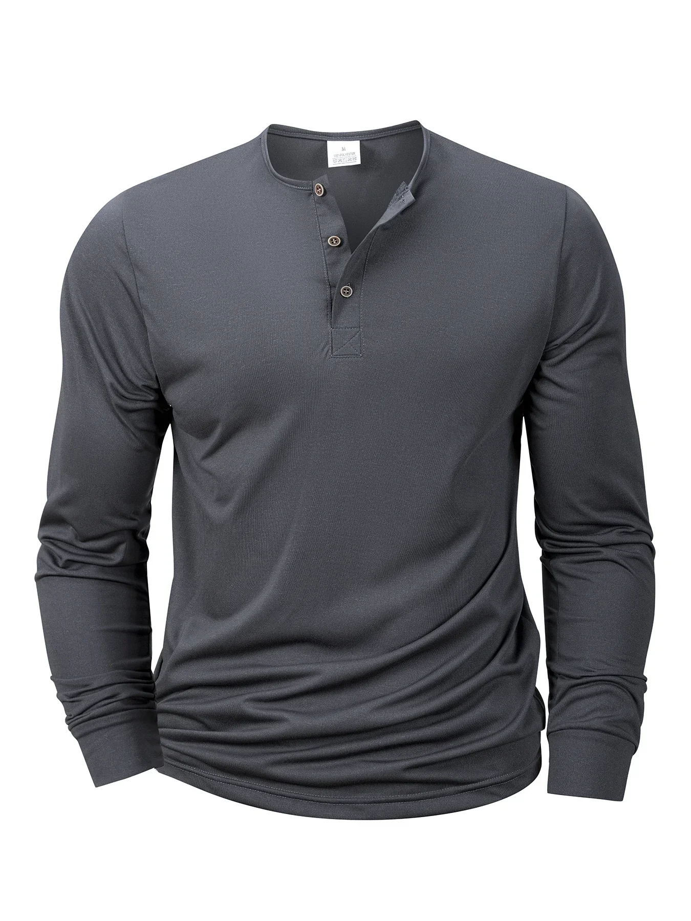 New Men's Henley T-shirts Long Sleeve Basic Casual Band Collar T Shirts Comfortable Soft Pullover Tops Male Tee - Image 6