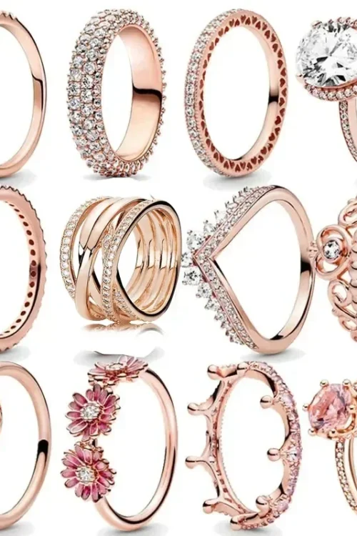 New 925 Sterling Silver Rose Gold Ring Hot Selling, Sparkling, Fashionable and Charming Crystal Ring, Women’s Birthday Jewelry