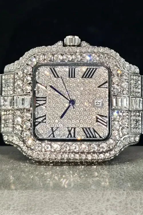 Fashion Diamond Watch for Men Luxury Waterproof Square Watches Quartz Hip Hop Ice On Jewelry Men’s Watch-Bracelet Hot Sale