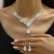 3pcs fashionable rhinestones, water droplets, necklaces, earrings, jewelry sets, women's wedding accessories