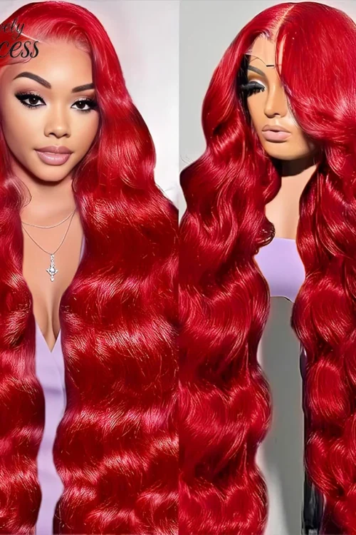 30 40 Inch Hot Red 13×4 Hd Lace Frontal Wigs Human Hair Wig Brazilian Red Colored Body Wave 13×6 Lace Front Wig For Black Women