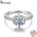 BAMOER D Color VVS1 EX Moissanite Flower Ring 1ct Round Moissanite Diamond Solitaire Engagement 925 Sterling Silver Rings For Wo
