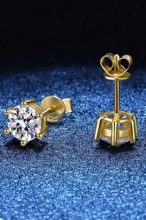 Real D Color VVS Moissanite Stud Earrings Sterling Silver 2CT Diamond Wedding Earrings 14K Yellow Gold Jewelry Women Earring