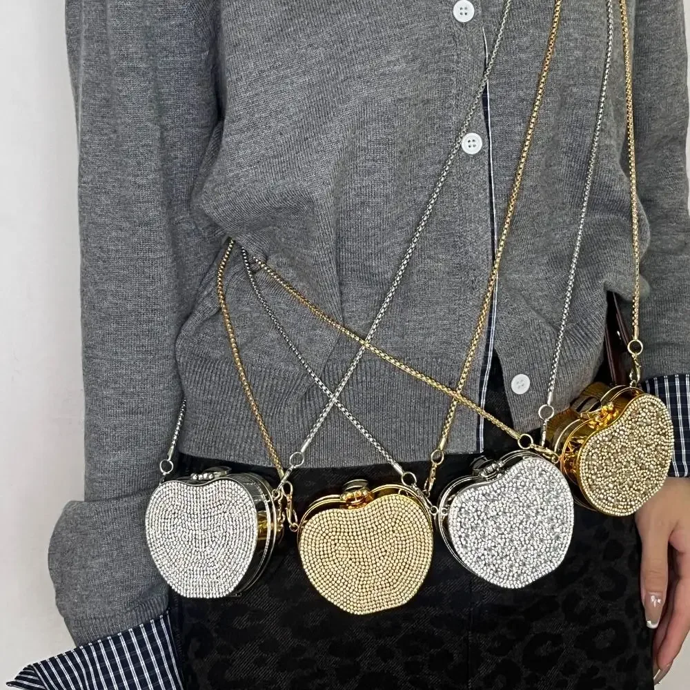 Detachable Long Chain Rhinestone Inlay Clutch Bag Lightweight Waterproof Crystal Glitter Purse Small Capacity Glitter - Image 3