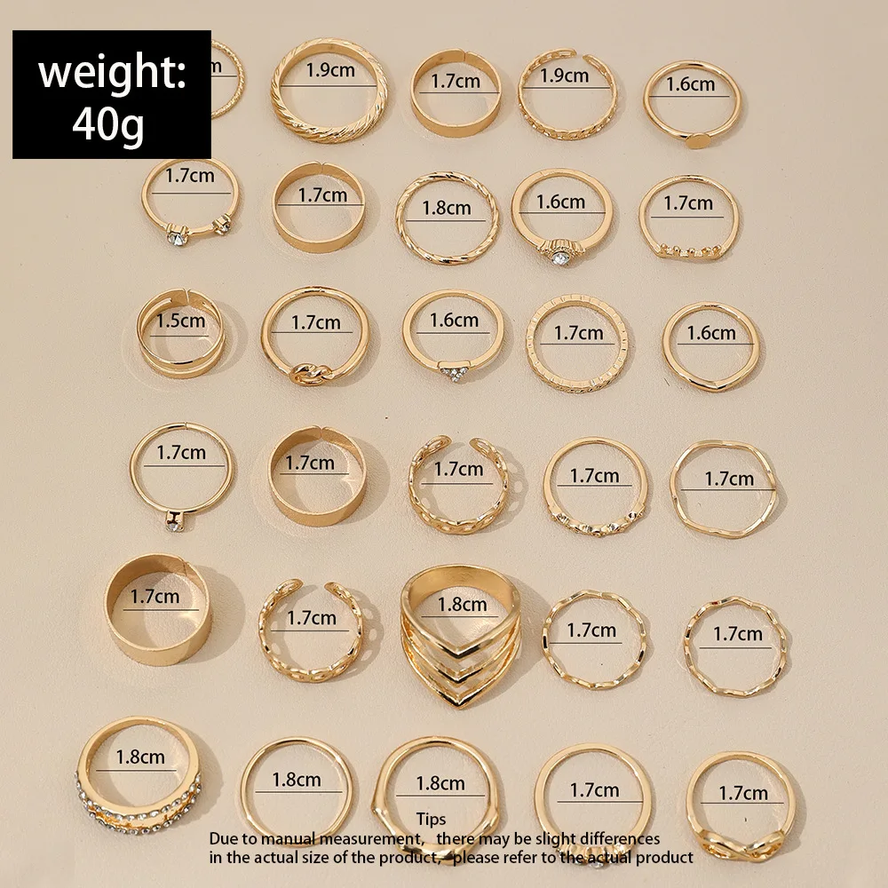 30Pcs Bohemian Geometric Knuckle Rings Set For Women Gold Silver Color Finger Ring Girls Fashion Party Jewelry Accessories - Image 3