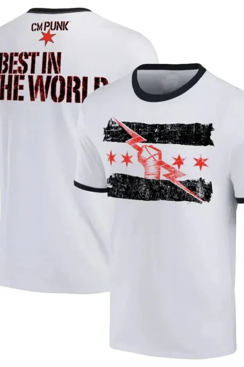 2025 Summer3D Printed Wrestler CM Punk T-shirt Children’s Sports Large Top Men’s White/Black CM Punk Best In The World Ringer