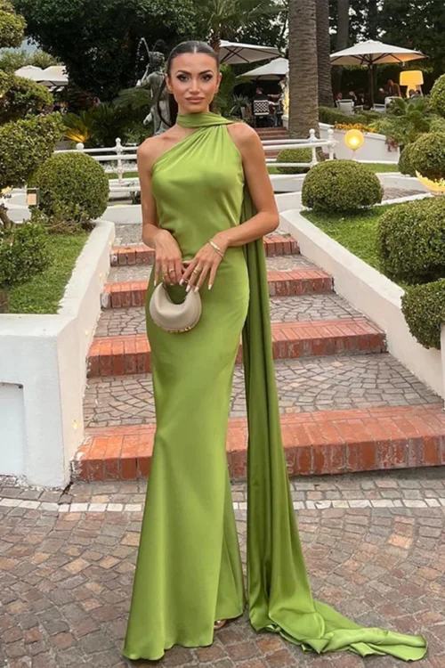 Sexy Satin Ribbon Party Dress Women Elegant Halter Backless Off Shoulder Sleeveless Female Dresses 2024 Summer Solid Robe Gown