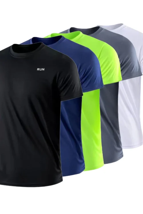 Men’s Quick Dry Short Sleeve Gym Running Moisture Wicking Round Neck T-Shirt Training Exercise Gym Sport Shirt Tops Lightweight