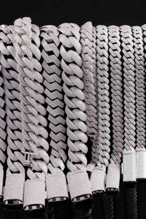 Full Ice Out Mossanite Cuban Chain 6mm 9mm 13mm 2rows 925 Sterling Silver Chain Hip Hop Necklace VVS Moissanite Cuban Link Chain