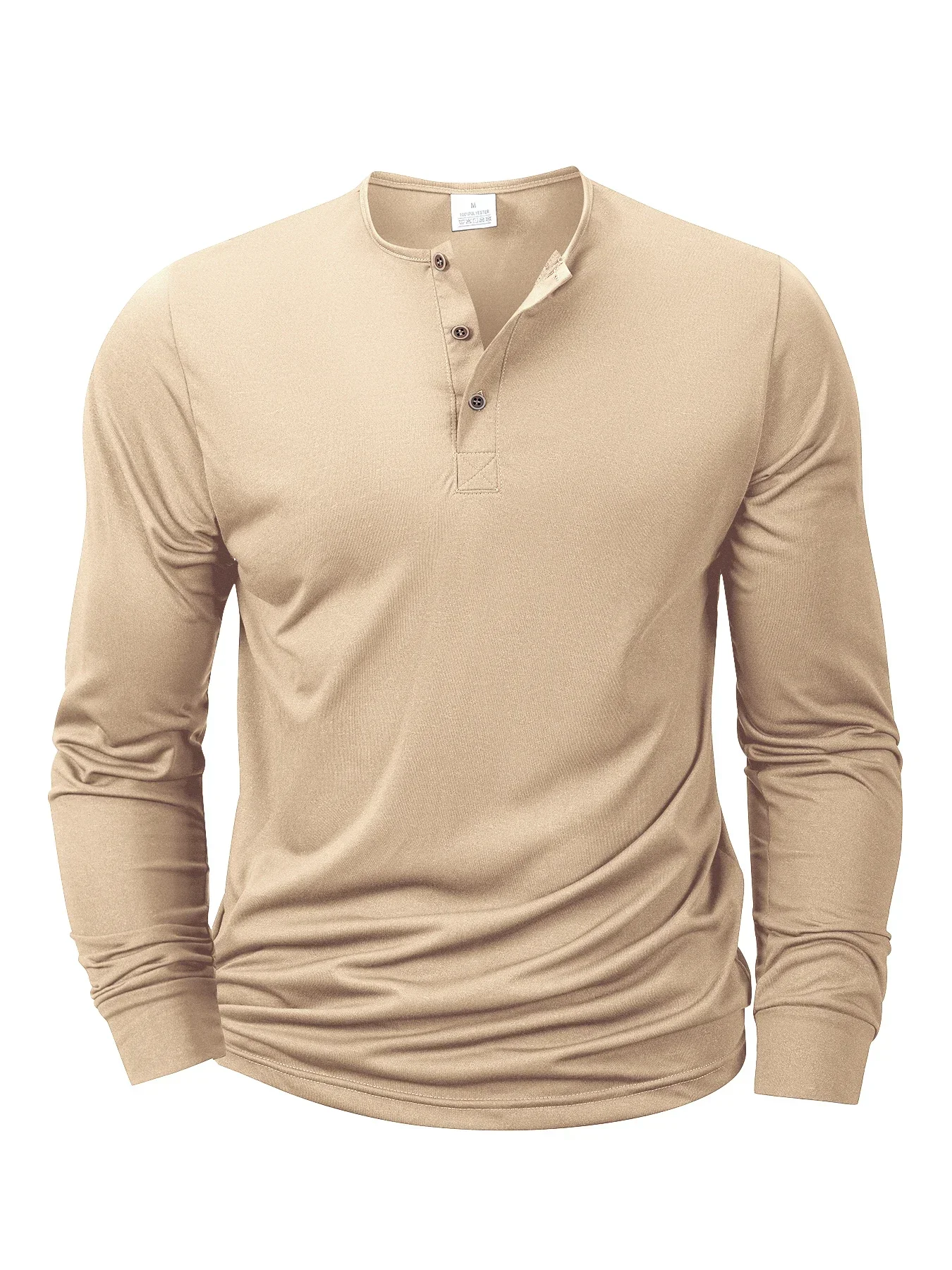 New Men's Henley T-shirts Long Sleeve Basic Casual Band Collar T Shirts Comfortable Soft Pullover Tops Male Tee - Image 2
