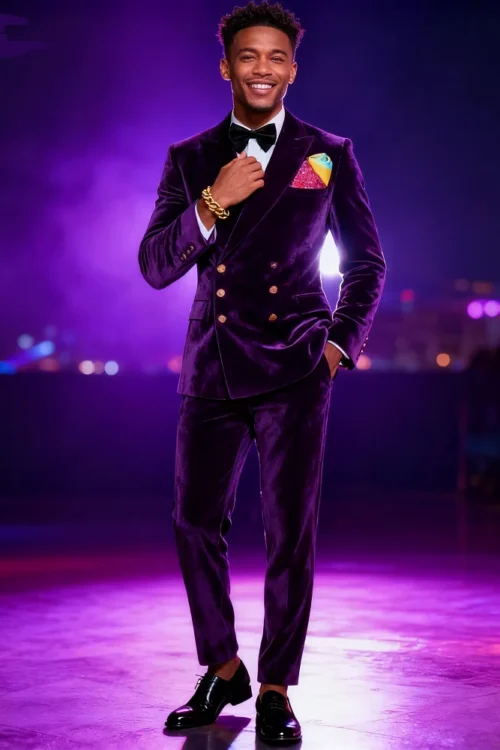 Elegant Solid 2 Piece Men’s Tuxedo Formal Business Wedding Groom Double Breasted Jacket with Peak Lapel And Pants