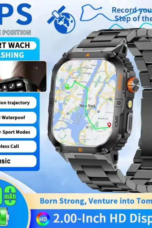 2025 New Military SmartWatch Men Waterproof Outdoor Sports GPS Tracker LED Bluetooth Call health monitoring Men For Xiaomi gifts