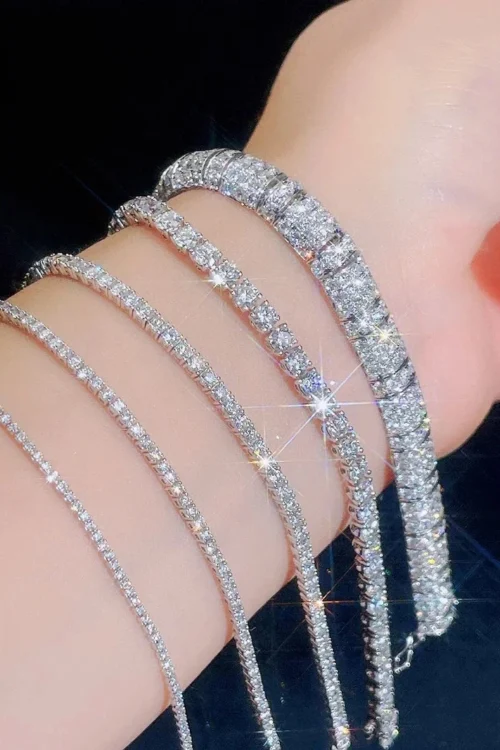 New 2-6.5mm Real Moissanite Tennis Bracelet for Women Christmas Gift Platinum Plated 100% 925 Sterling Silver Wedding Jewelry
