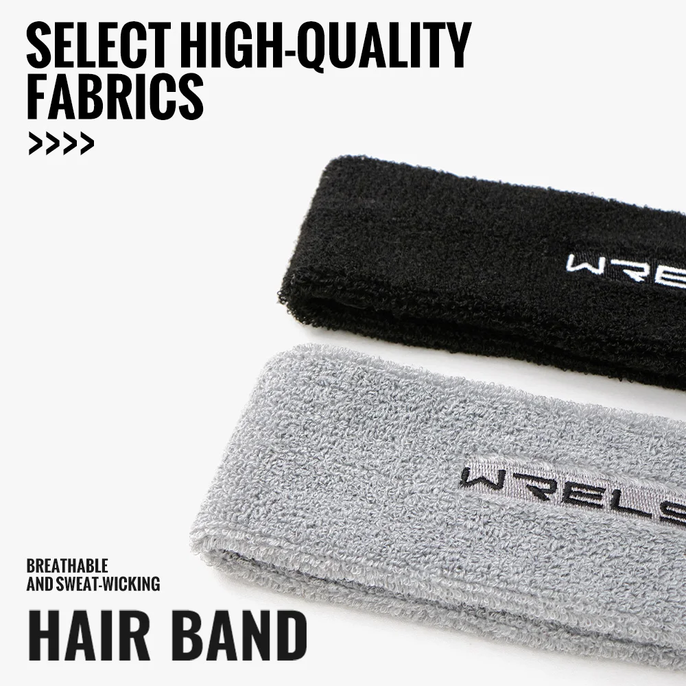 WRELS Sweatbands Sports Moisture Wicking Athletic Cotton Terry Cloth Sweatband Tennis Basketball Running Gym Sports Headband - Image 4