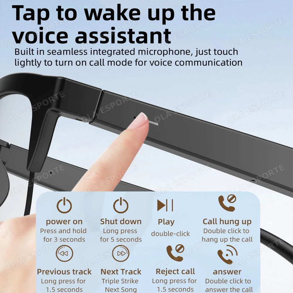 New Outdoor Sports Smart Glasses 2026 Music Control Wireless BT Voice Calls Photosensitive Color Change UV Polarized Sunglasses - Image 4