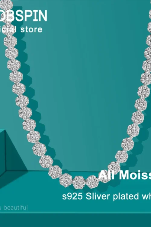 KNOBSPIN 7.5 – 12.81ct D VVS1 Moissanite Tennis Necklaces for Women GRA Certified 925 Sterling Silver Plated 18k Flower Necklace