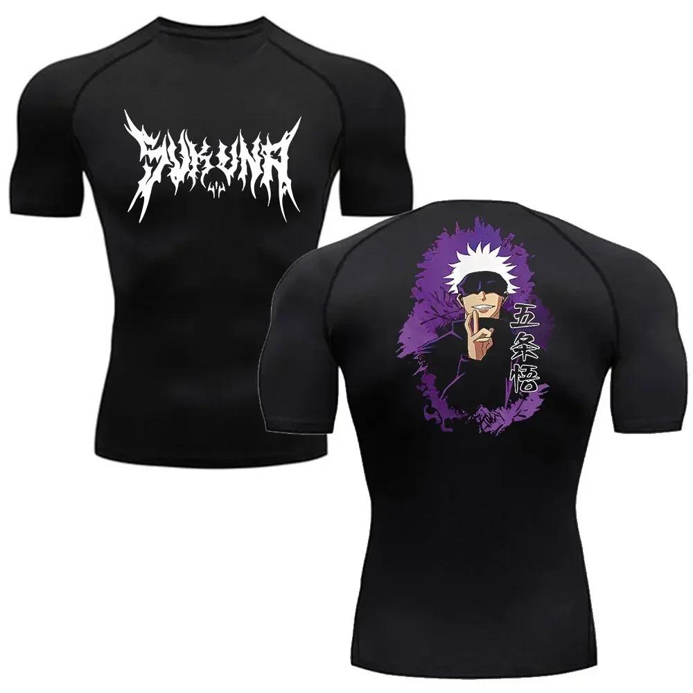 Hommes Été Fitness Sport Course T-Shirt Nouvelle Vente Chaude Anime Jujutsu Kaisen Compression Chemise À Manches Courtes Gym