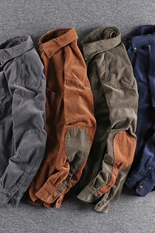 Spring and autumn corduroy shirt men’s long sleeve cotton men’s shirt coat men’s British retro slim-fit casual top tide