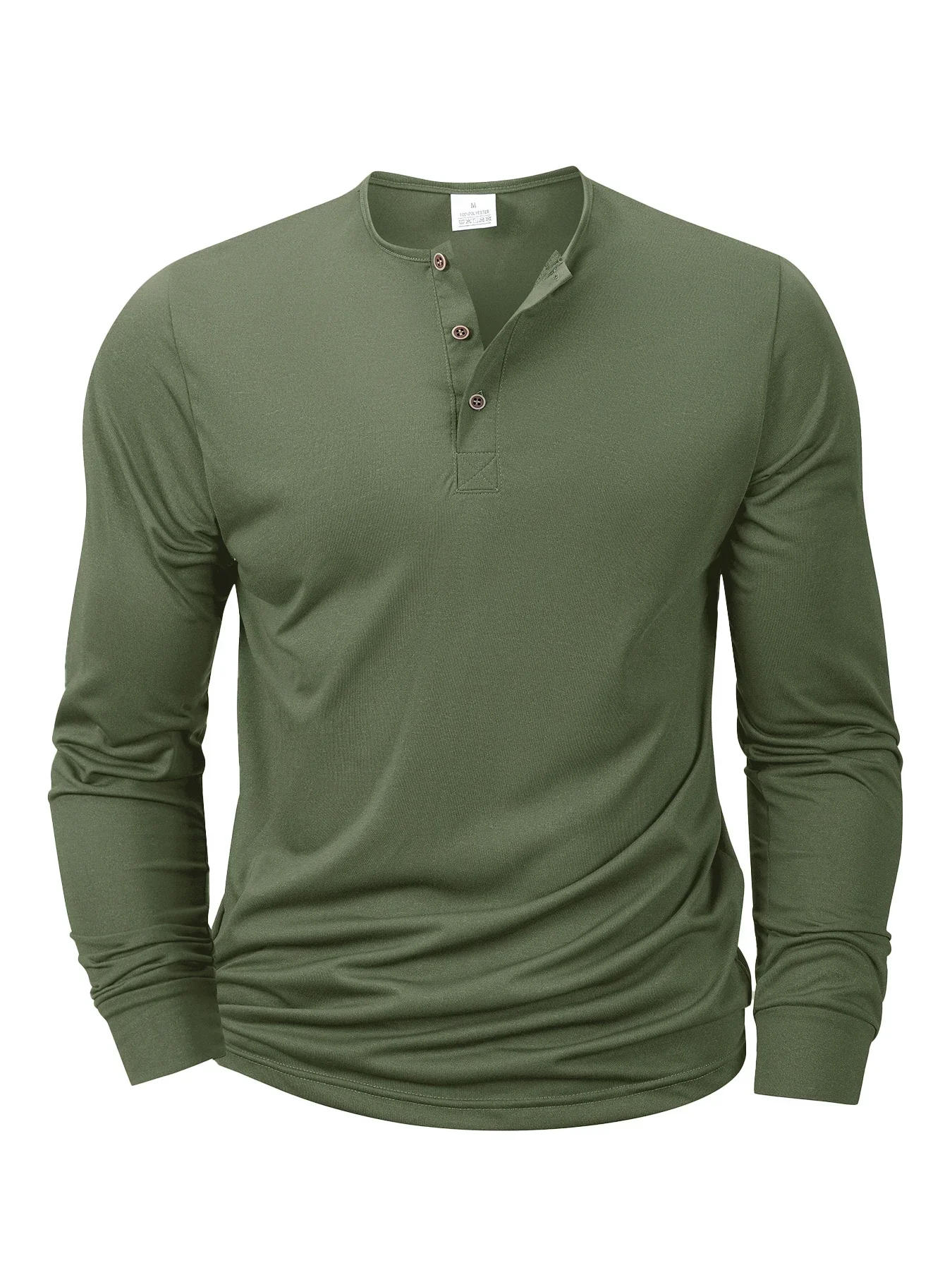 New Men's Henley T-shirts Long Sleeve Basic Casual Band Collar T Shirts Comfortable Soft Pullover Tops Male Tee - Image 4
