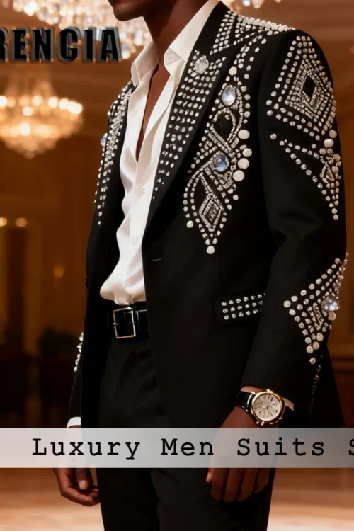 Luxury Diamond Male Suits 2 Pieces Double Breasted Tuxedos Wedding Party Outfit 2025 Customized Blazer Pants costume homme luxe