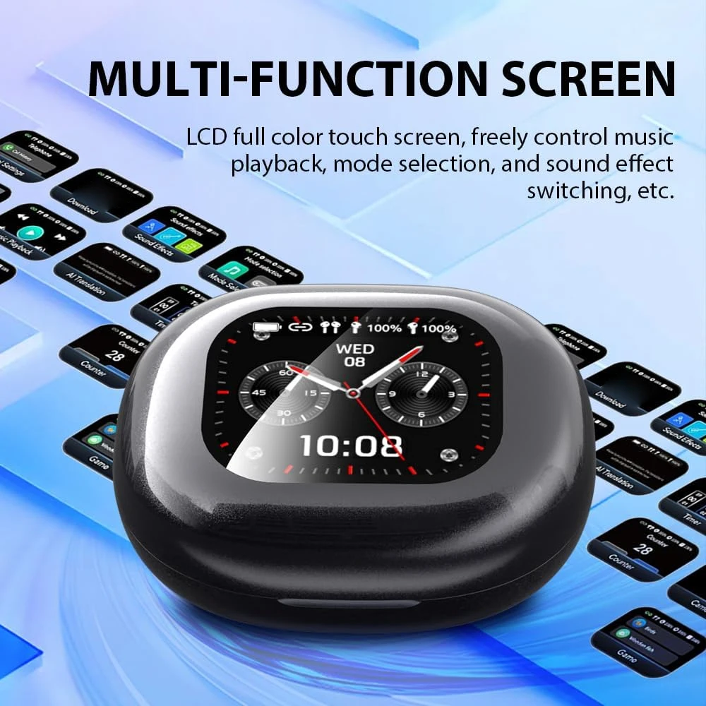 UYUXIO AI Language Translation Earbuds Real Time LCD Touch Screen Open Ear Wireless Headphone with 144 Language for Business - Image 6