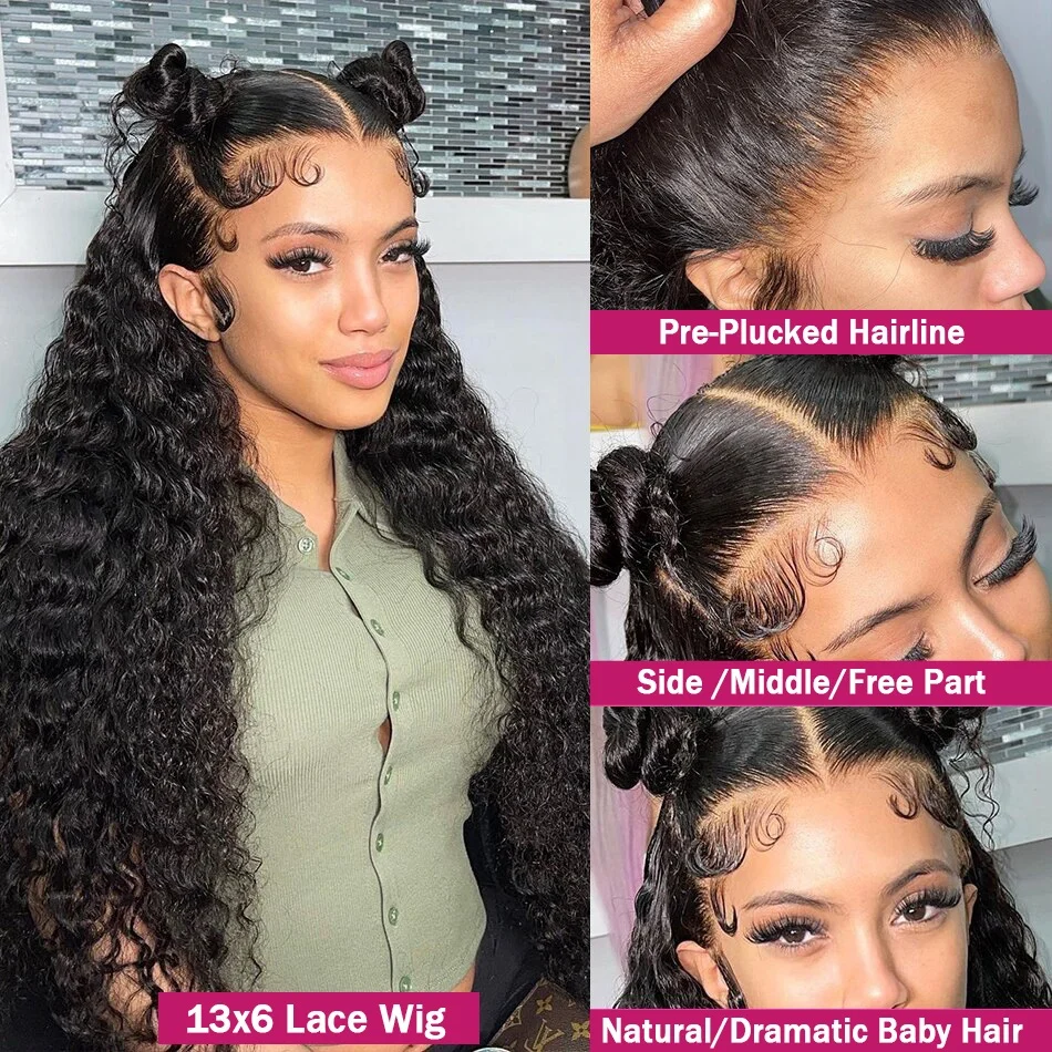 200 Density 40 Inch 13x6 Deep Wave Hd Lace Frontal Wigs Human Hair curly wigs Water Wave 13x4 Lace Front Wig For Black Women Wig - Image 2
