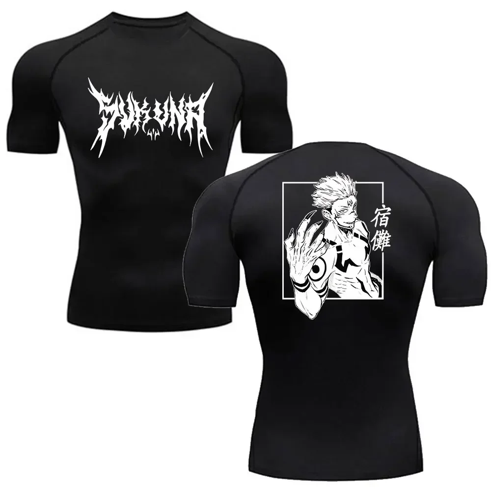 Hommes Été Fitness Sport Course T-Shirt Nouvelle Vente Chaude Anime Jujutsu Kaisen Compression Chemise À Manches Courtes Gym - Image 2