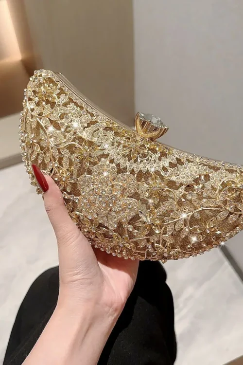 Diamond Women Clutch Luxury Evening Bags Bridal Crystal Flower Banquet Chain Shoulder Handbags Purses Wedding Party Dinner Bag