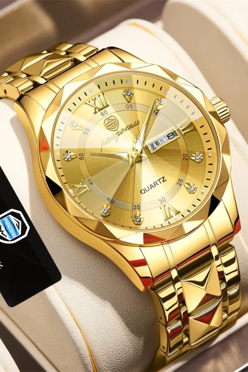 PENGAGAR Top Brand Luxury Man Wristwatch Waterproof Luminous Date Week Men Watches Stainless Steel Quartz Men’s Watch Male reloj