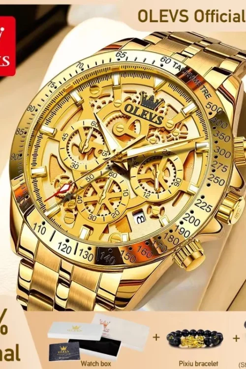OLEVS 9913 Men’s Watches Original Quartz Watches For Men Waterproof Luminous Chronograph Date 24 Hours Watches Luxury Men