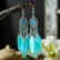 Boho Feather Long Leaf Tassel Drop Earrings For Women Geometric Rhinestone Crystal Beads Handmade Chain Wedding Earrings Jewelry