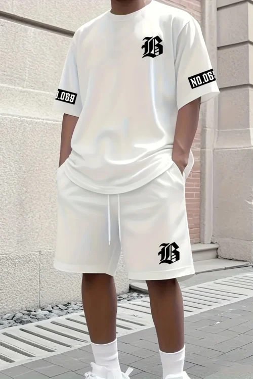 2025 Summer new men’s set letter print casual fashion T-shirt Short sleeve shorts Sportswear casual everyday wear for both men a